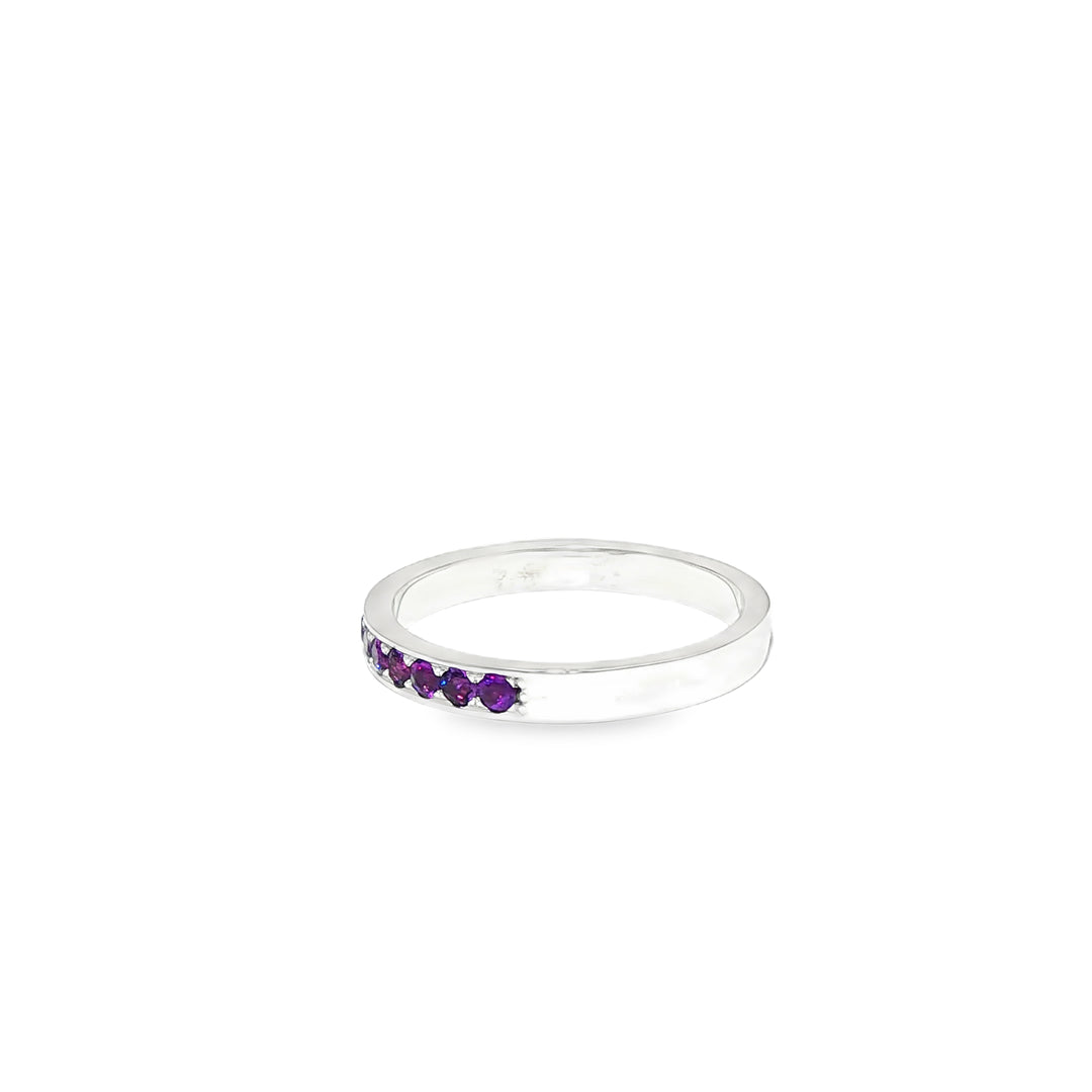 White Gold Eternity Ring with Brilliant Cut Amethysts
