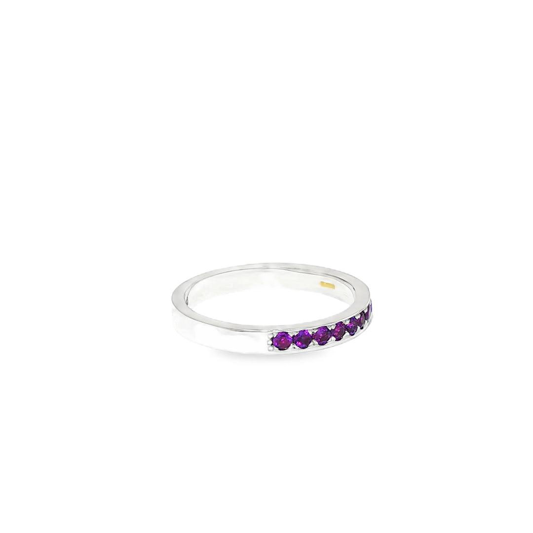 White Gold Eternity Ring with Brilliant Cut Amethysts