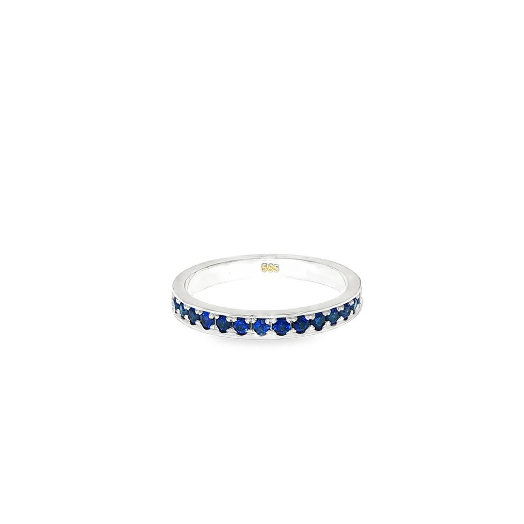 White Gold Eternity Ring with Royal Blue Sapphires