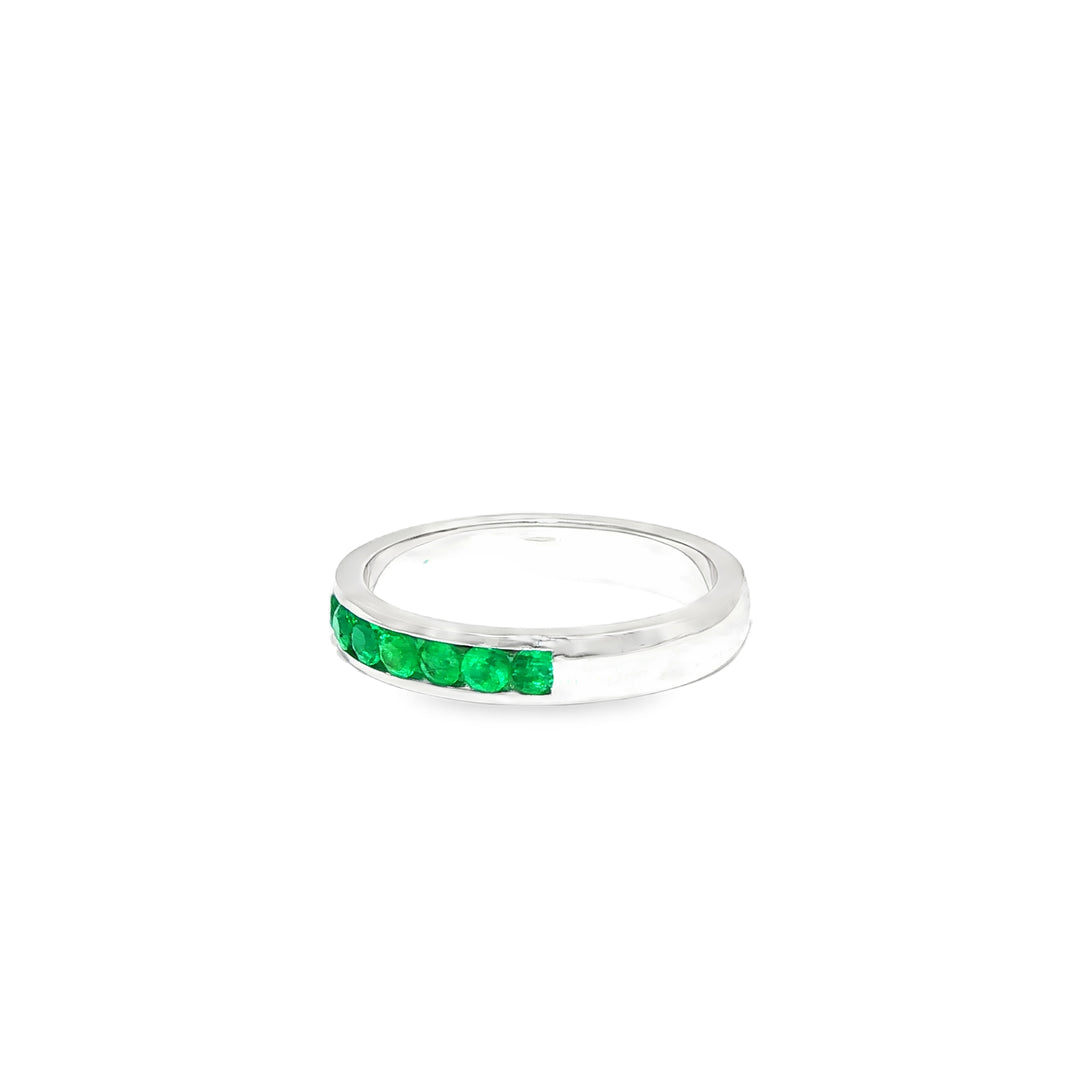 White Gold Eternity Ring with Round Cut Emeralds