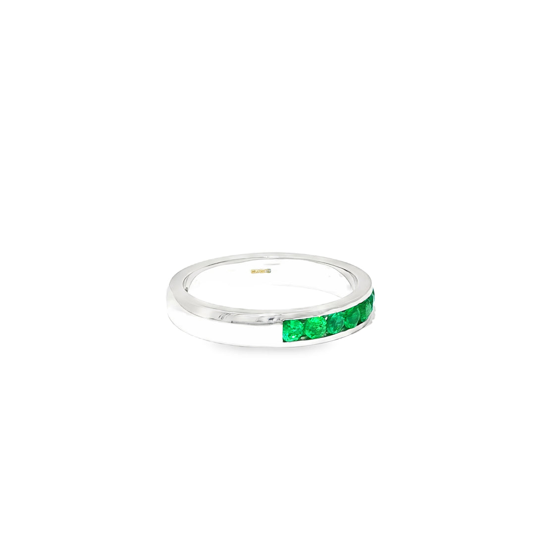White Gold Eternity Ring with Round Cut Emeralds