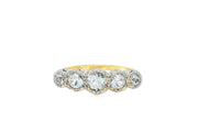 Yellow Gold & Palladium Multistone Ring with Round Cut Diamonds
