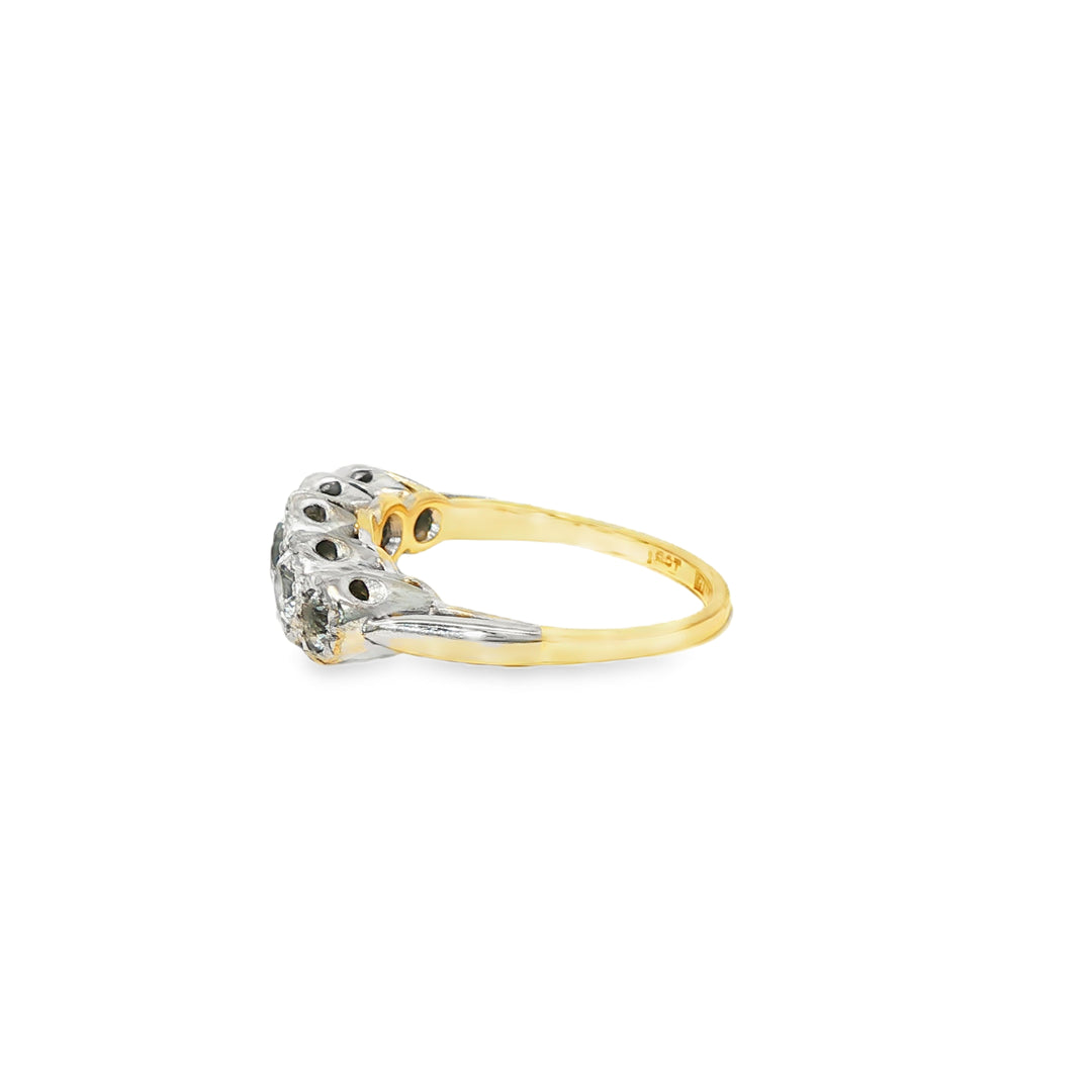 Yellow Gold & Palladium Multistone Ring with Round Cut Diamonds