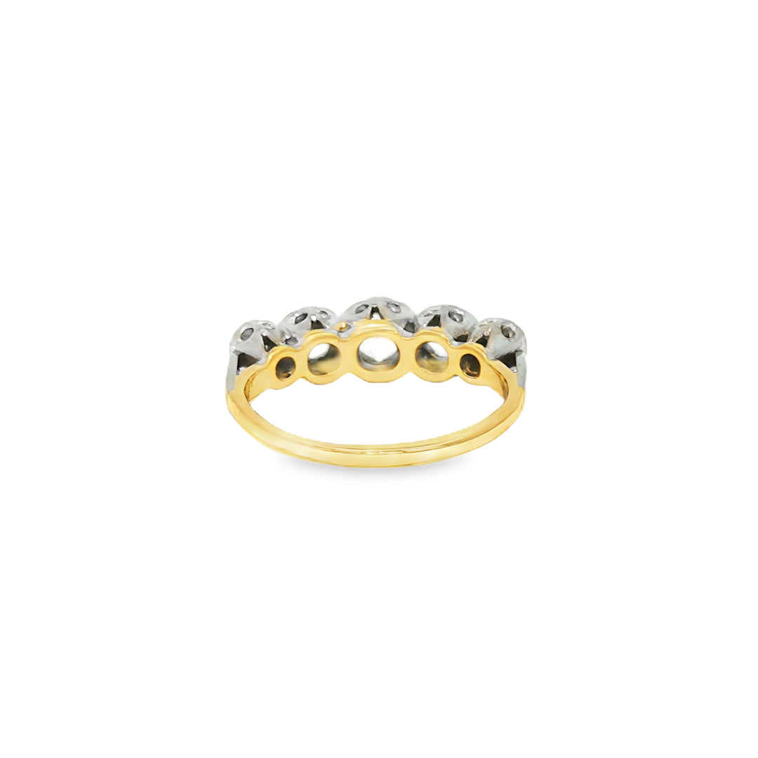Yellow Gold & Palladium Multistone Ring with Round Cut Diamonds