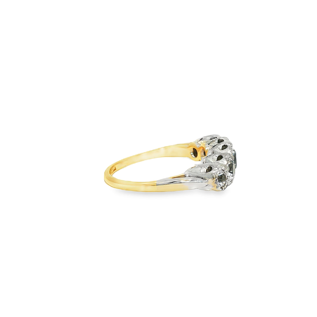 Yellow Gold & Palladium Multistone Ring with Round Cut Diamonds