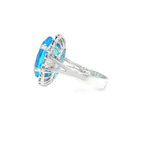 Load image into Gallery viewer, White Gold Ring with Brilliant Cut Blue Topaz and Diamon
