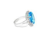 Load image into Gallery viewer, White Gold Ring with Brilliant Cut Blue Topaz and Diamon
