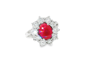 White Gold Ring with Oval Ruby & Diamonds
