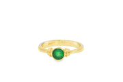 Yellow Gold Band Ring with Cabochon Emerald
