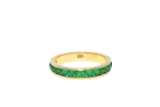 Yellow Gold Eternity Ring with Round Cabochon Emeralds