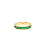 Load image into Gallery viewer, Yellow Gold Eternity Ring with Round Cabochon Emeralds