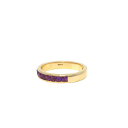 Yellow Gold Eternity Ring with Round Amethysts