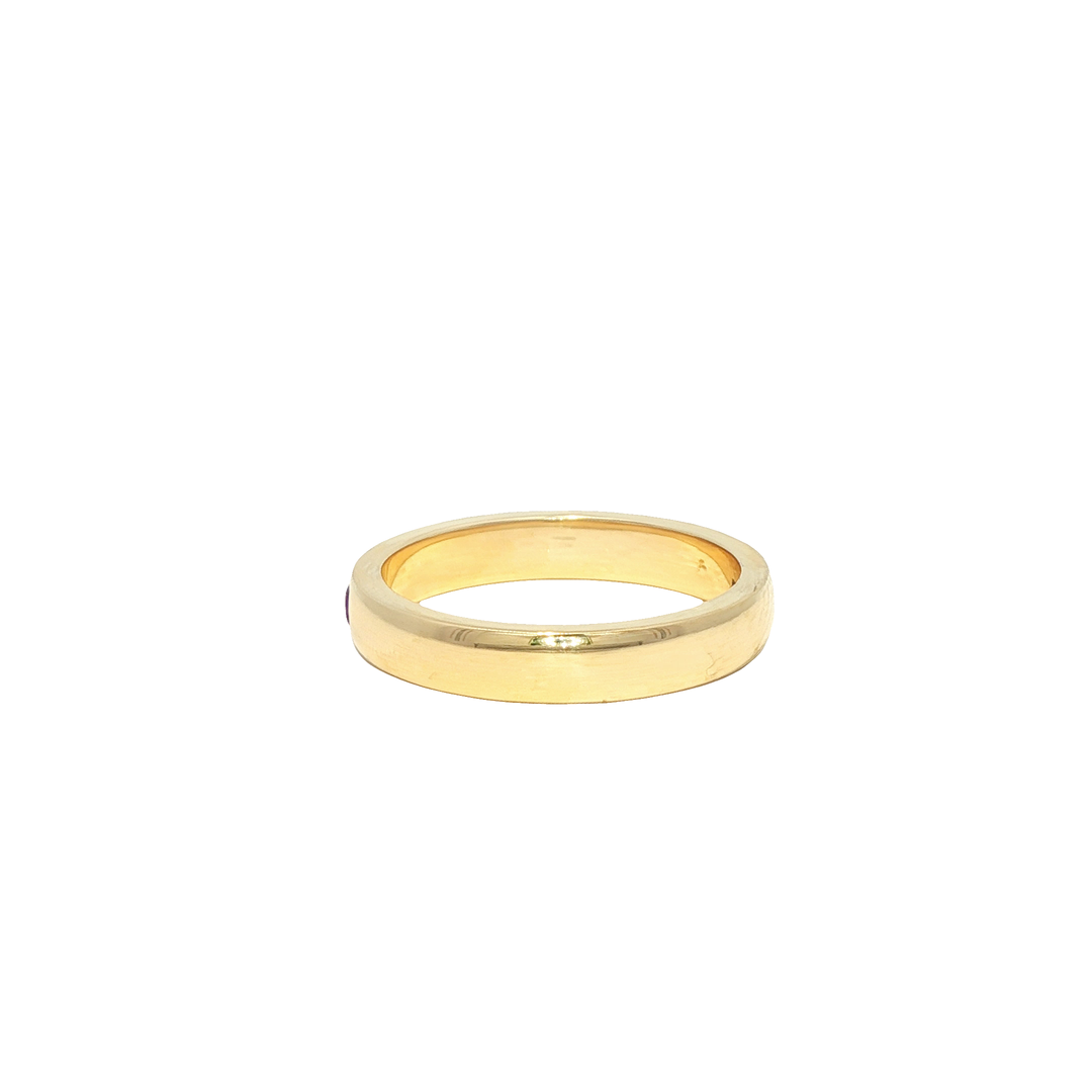 Yellow Gold Eternity Ring with Round Amethysts