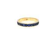 Yellow Gold Eternity Ring with Deep Blue Round Sapphire