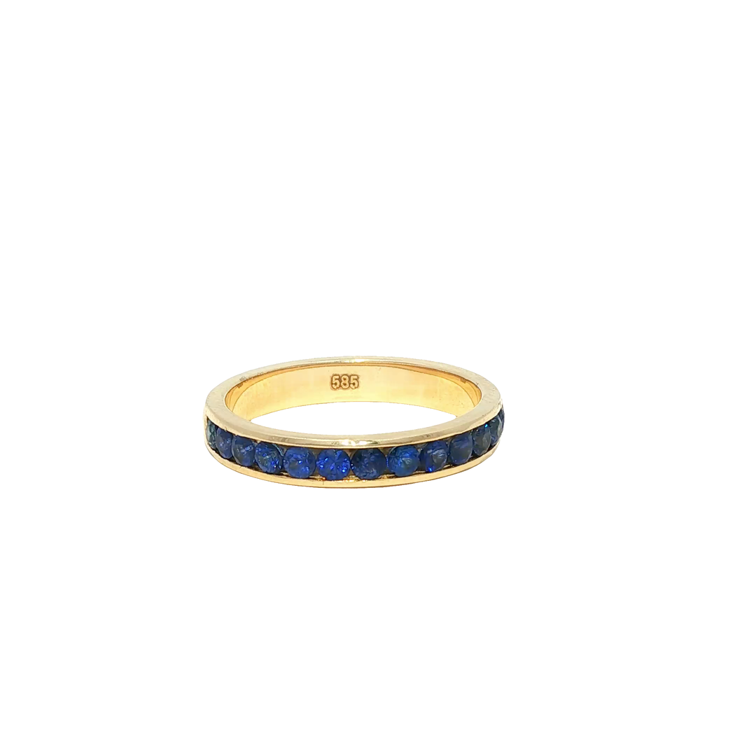 Yellow Gold Eternity Ring with Deep Blue Sapphires