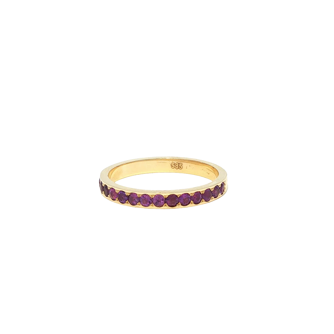 Yellow Gold Eternity Ring with Round Brilliant Cut Rubies