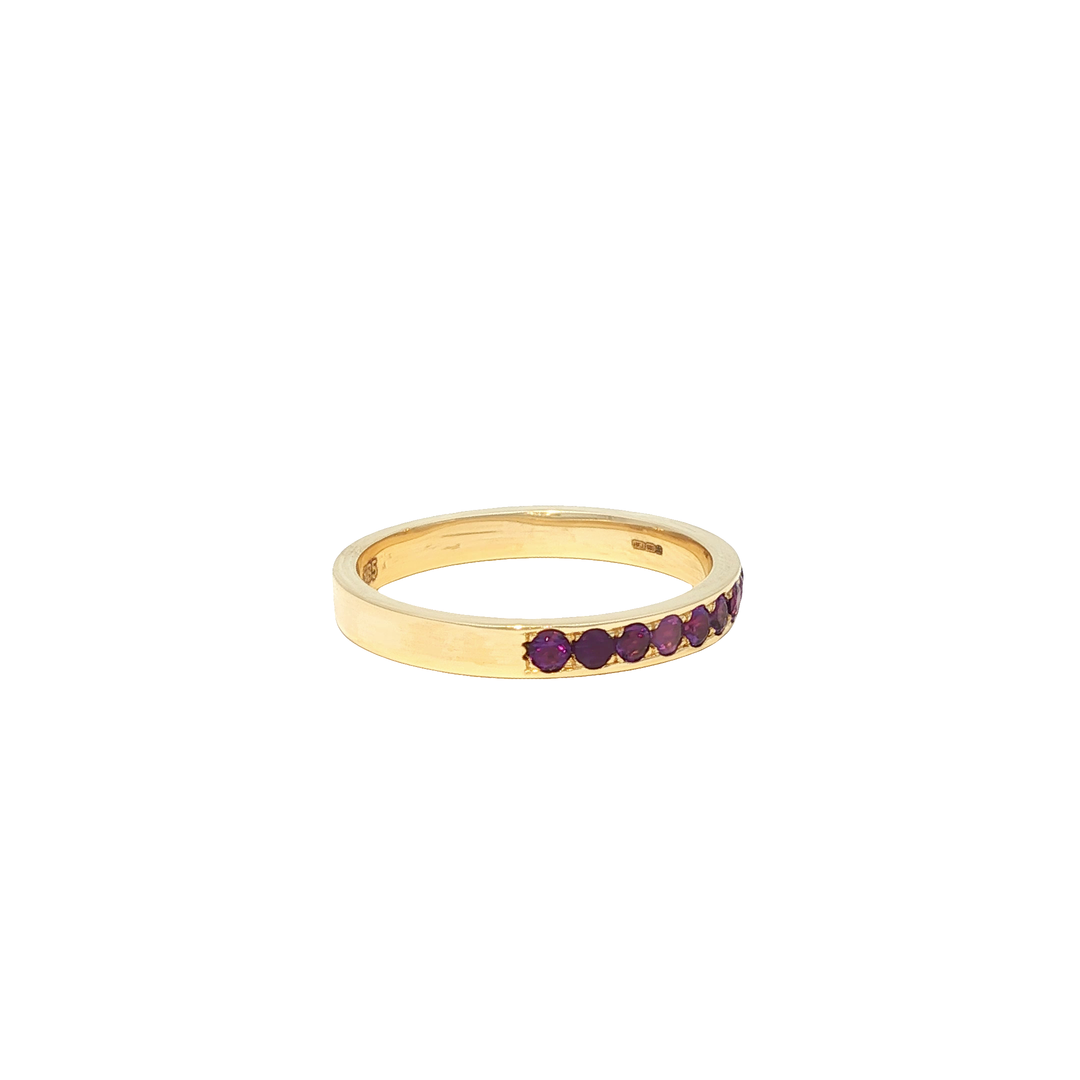 Yellow Gold Eternity Ring with Round Brilliant Cut Rubies