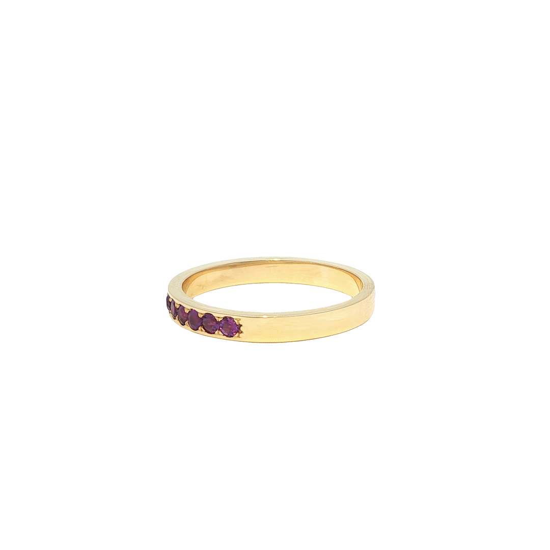 Yellow Gold Eternity Ring with Round Brilliant Cut Rubies