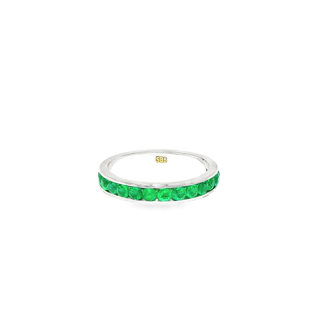 White Gold Eternity Ring with Round Cut Emeralds