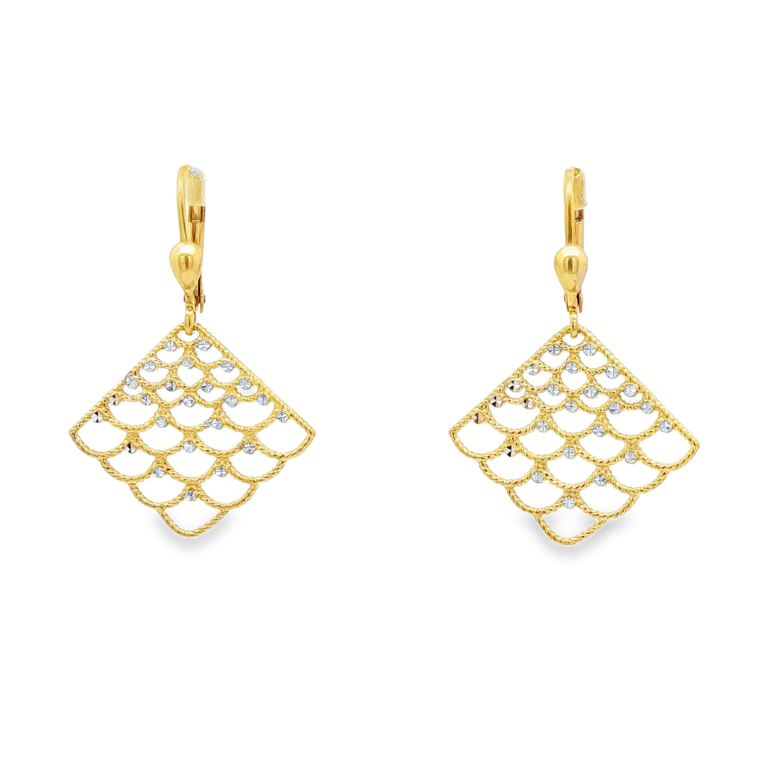 Yellow Gold Dangle Earrings With White Gold
