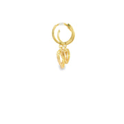 Yellow Gold Hoop Earrings with Bi-Color Heart
