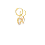 Load image into Gallery viewer, Yellow Gold Hoop Earrings with Bi-Color Heart
