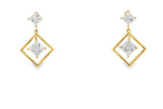 14ct Yellow Gold Dangle Earrings with Princess Cut CZ