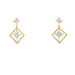 Load image into Gallery viewer, 14ct Yellow Gold Dangle Earrings with Princess Cut CZ
