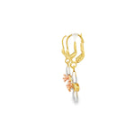 Load image into Gallery viewer, Floral Motif Tri-Colour Gold Dangle Earrings
