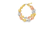 Tricolor Gold Ball Hoop Earrings in Yellow Gold