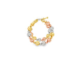Load image into Gallery viewer, Tricolor Gold Ball Hoop Earrings in Yellow Gold