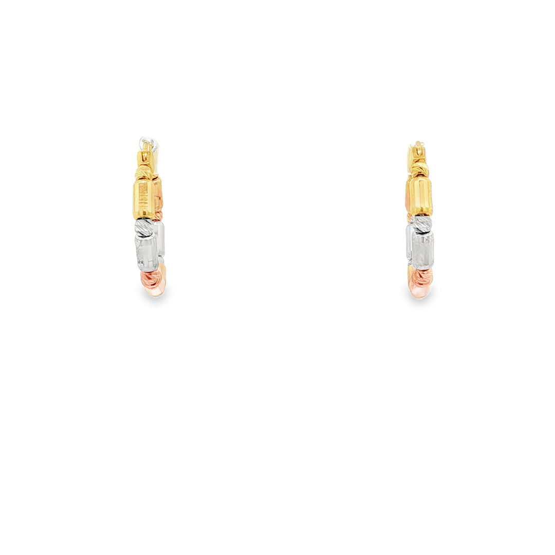 Tri-Color Gold Hoop Earrings in Sleek Design