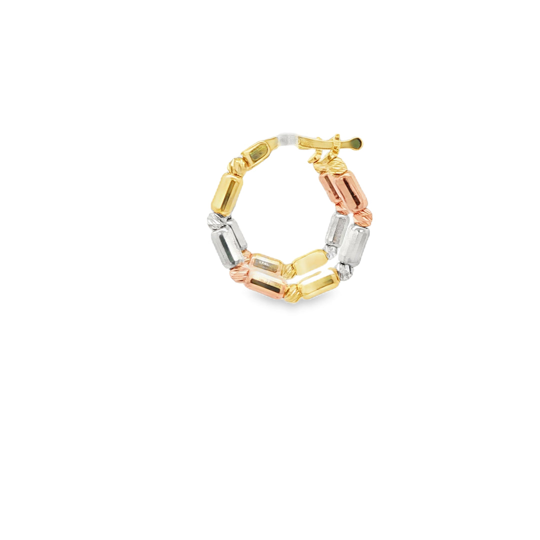 Tri-Color Gold Hoop Earrings in Sleek Design