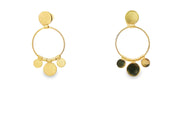 Yellow Gold Coin Charm Dangle Earrings