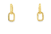 Yellow Gold Rectangular Link Dangle Earrings