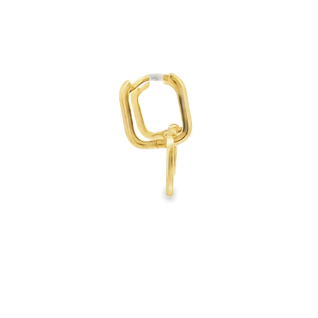 Yellow Gold Rectangular Link Dangle Earrings