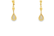 Yellow Gold Dangle Earrings with Round Brilliant Diamonds