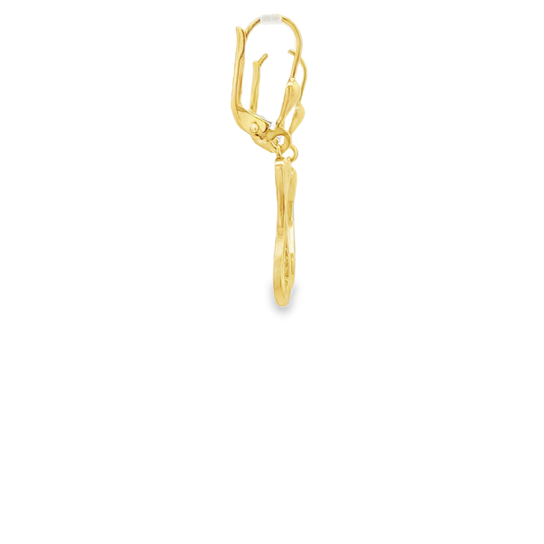 Yellow Gold Dangle Earrings with Round Brilliant Diamonds