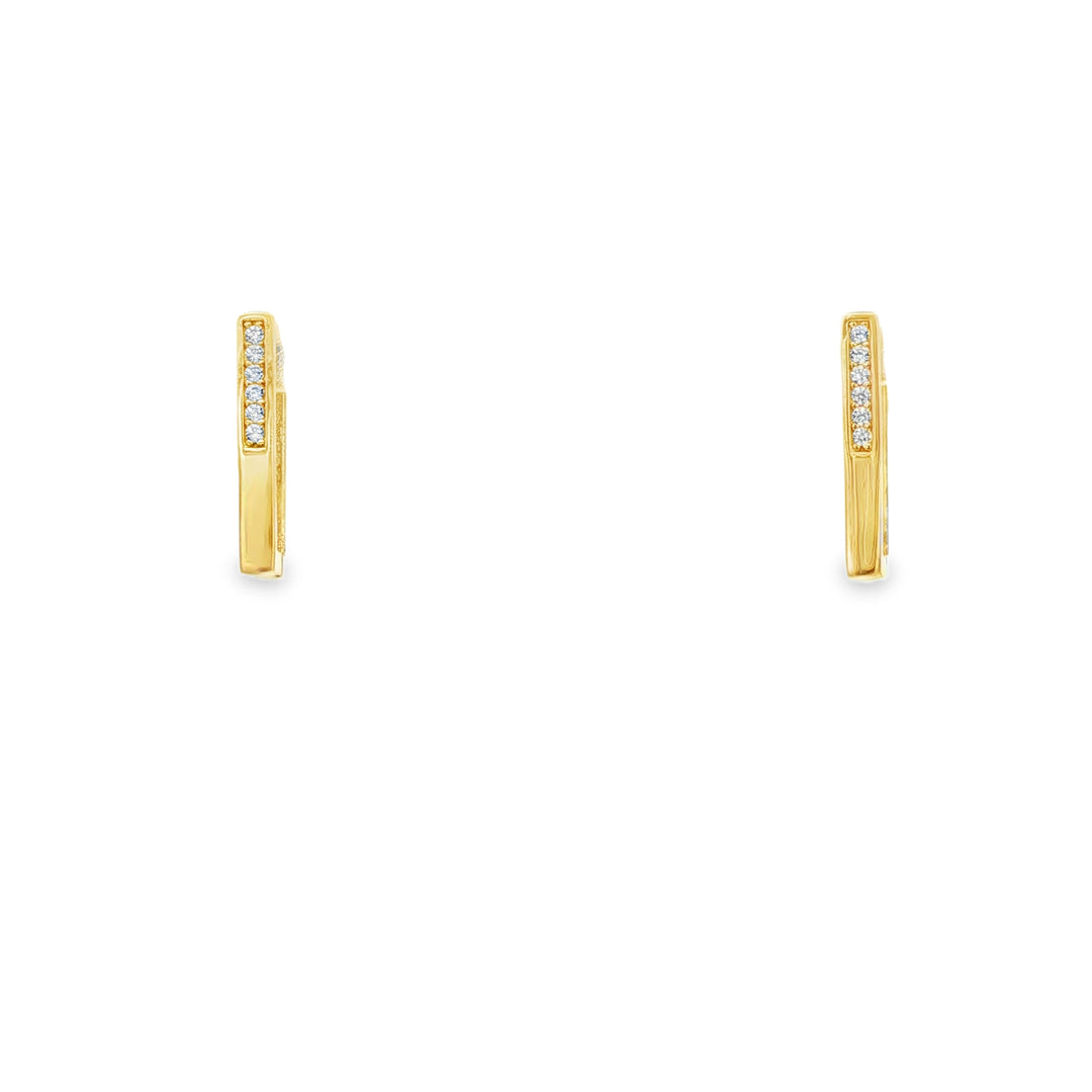 14ct Yellow Gold CZ Hoop Earrings