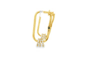 Yellow Gold Hoop Earrings with Round Brilliant CZ