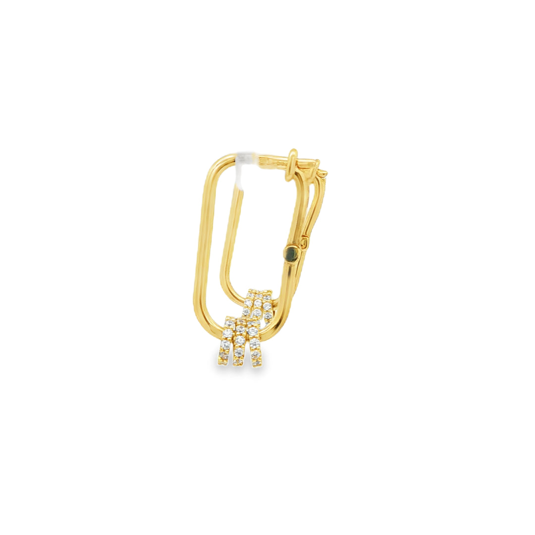 Yellow Gold Hoop Earrings with Round Brilliant CZ