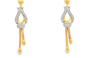 14ct Yellow & Rose Gold Dangle Earrings with Round Brilliant Cut CZ