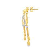14ct Yellow & Rose Gold Dangle Earrings with Round Brilliant Cut CZ