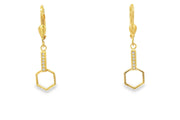 Yellow Gold Dangle Earrings with Round Cut CZ