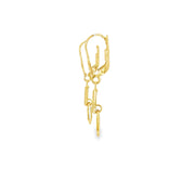 Yellow Gold Dangle Earrings with Round Cut CZ