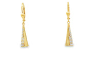 14ct Yellow Gold Dangle Earrings with Trapezoid Cut CZ