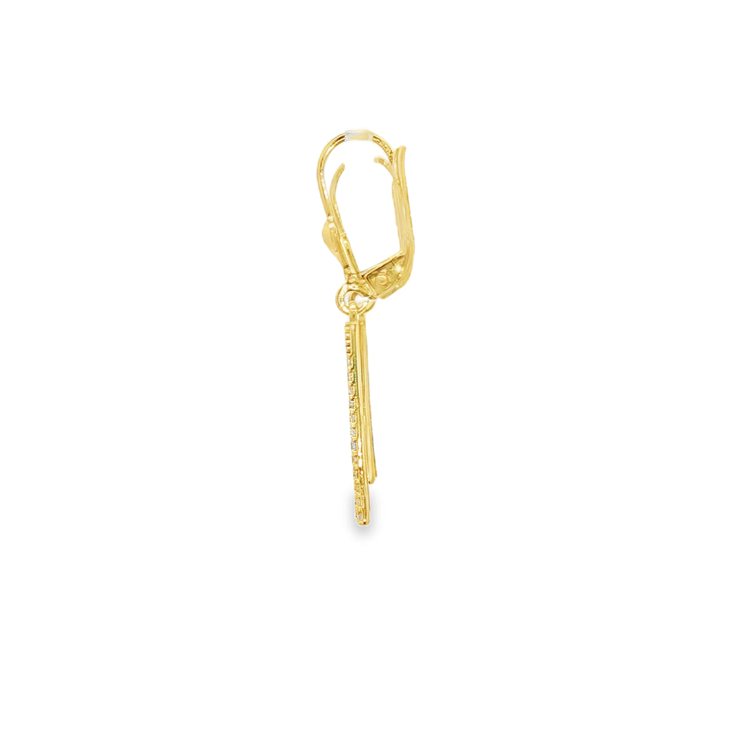14ct Yellow Gold Dangle Earrings with Trapezoid Cut CZ