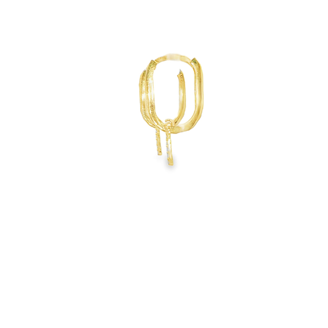 Yellow Gold Dangle Earrings with Square Brilliant Cut CZ