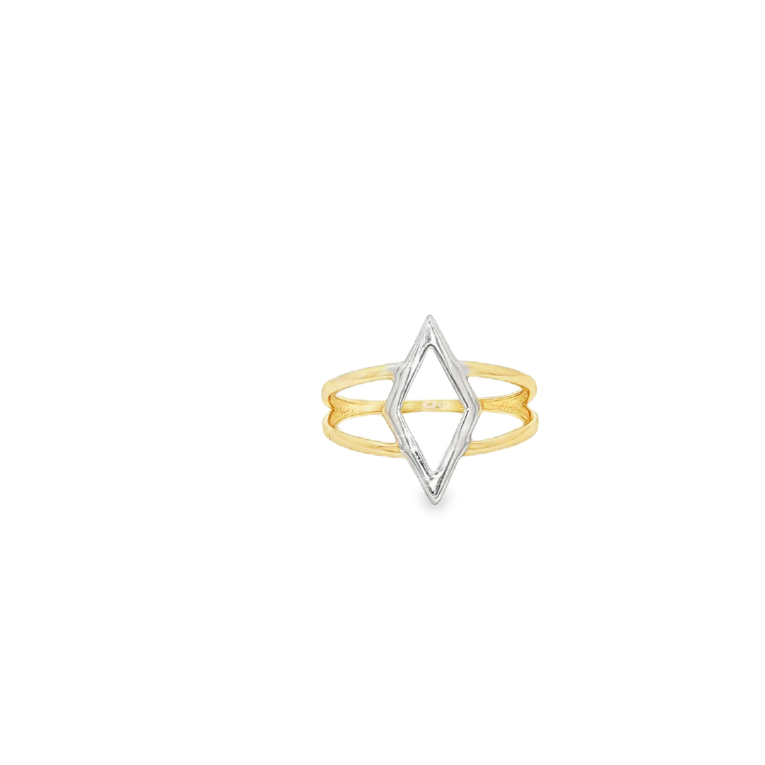 Two Tone Gold Open Geometric Band Ring