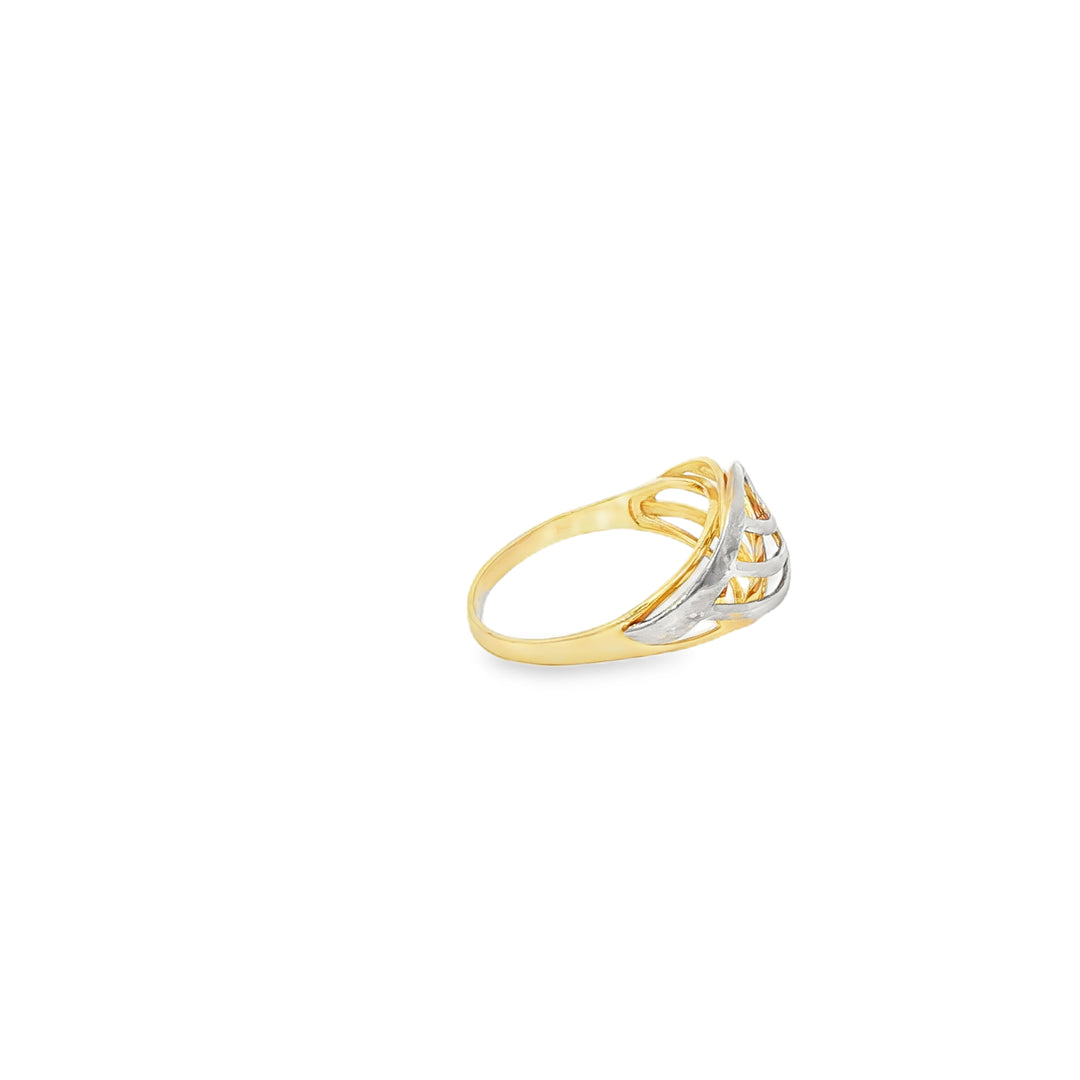 14ct Two-Tone Openwork Sculptural Ring in Yellow and White Gold